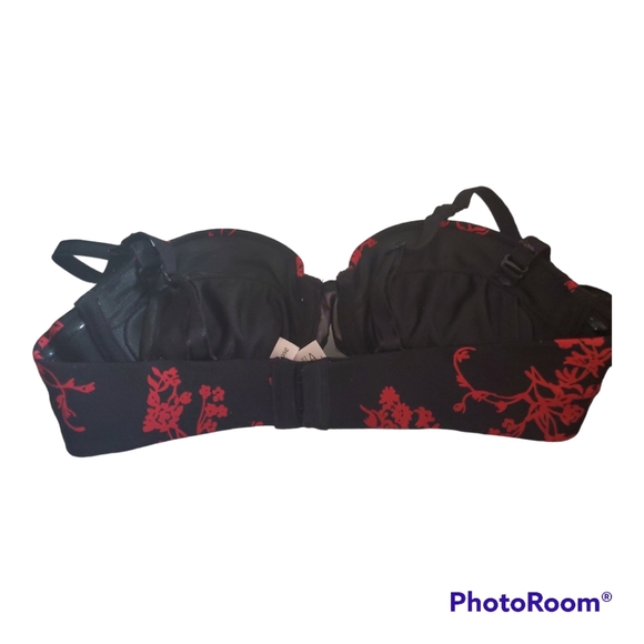 LA VIE EN ROSE Black Red Push Up Bra - Size XS, 32A - Picture 3 of 5